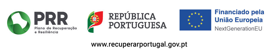 Logos PRR, República Portuguesa e NextGenerationEU