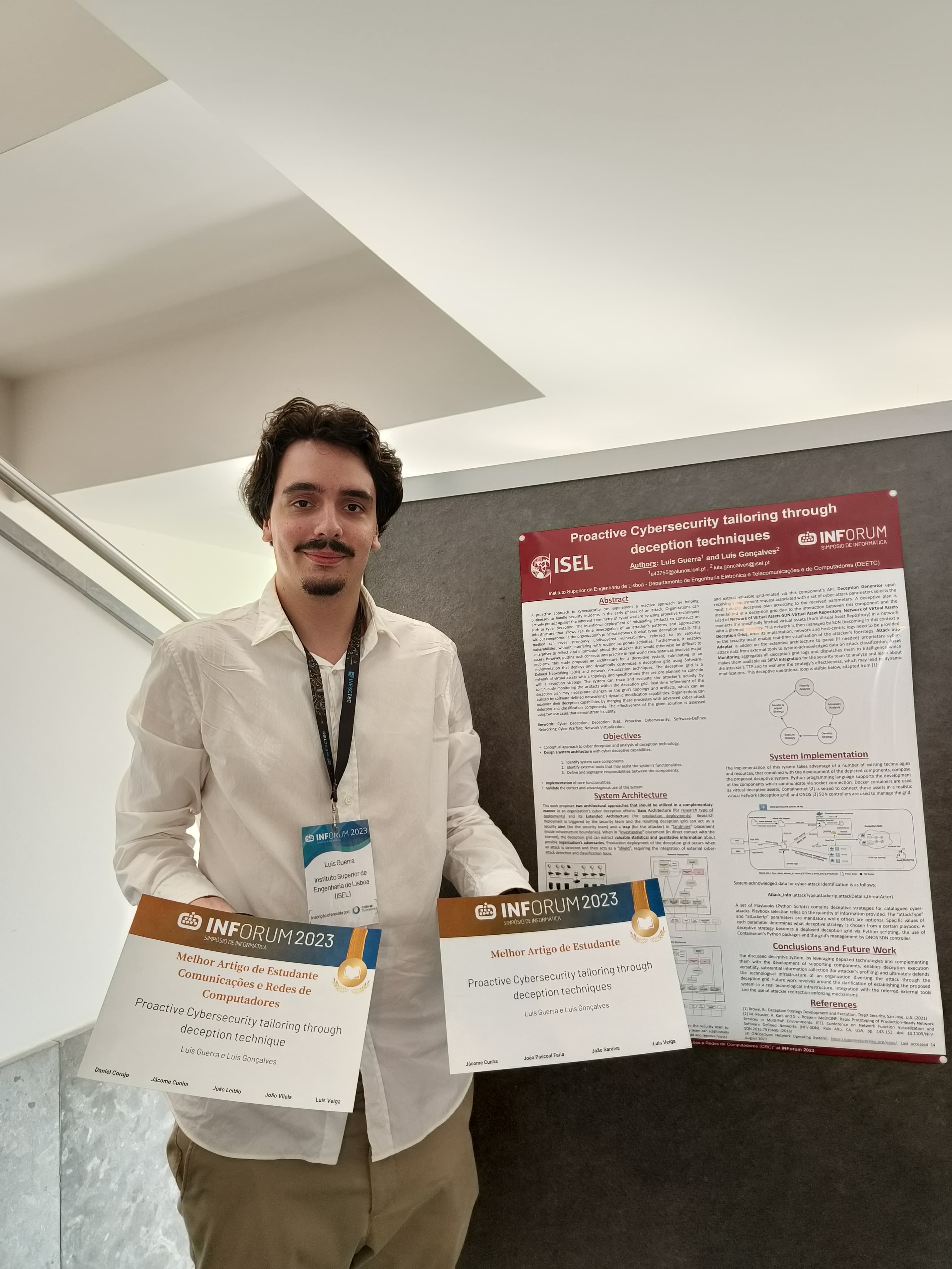 Luís Guerra, estudante do mestrado em Engenharia Informática e de Computadores do ISEL, foi o vencedor do best student paper no INForum2023